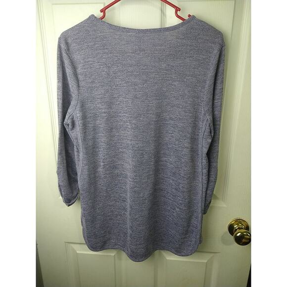 Est. 1946 Woman M Purple Peacock 3/4 Sleeve Pullover Tee Curved Hem - Picture 9 of 9